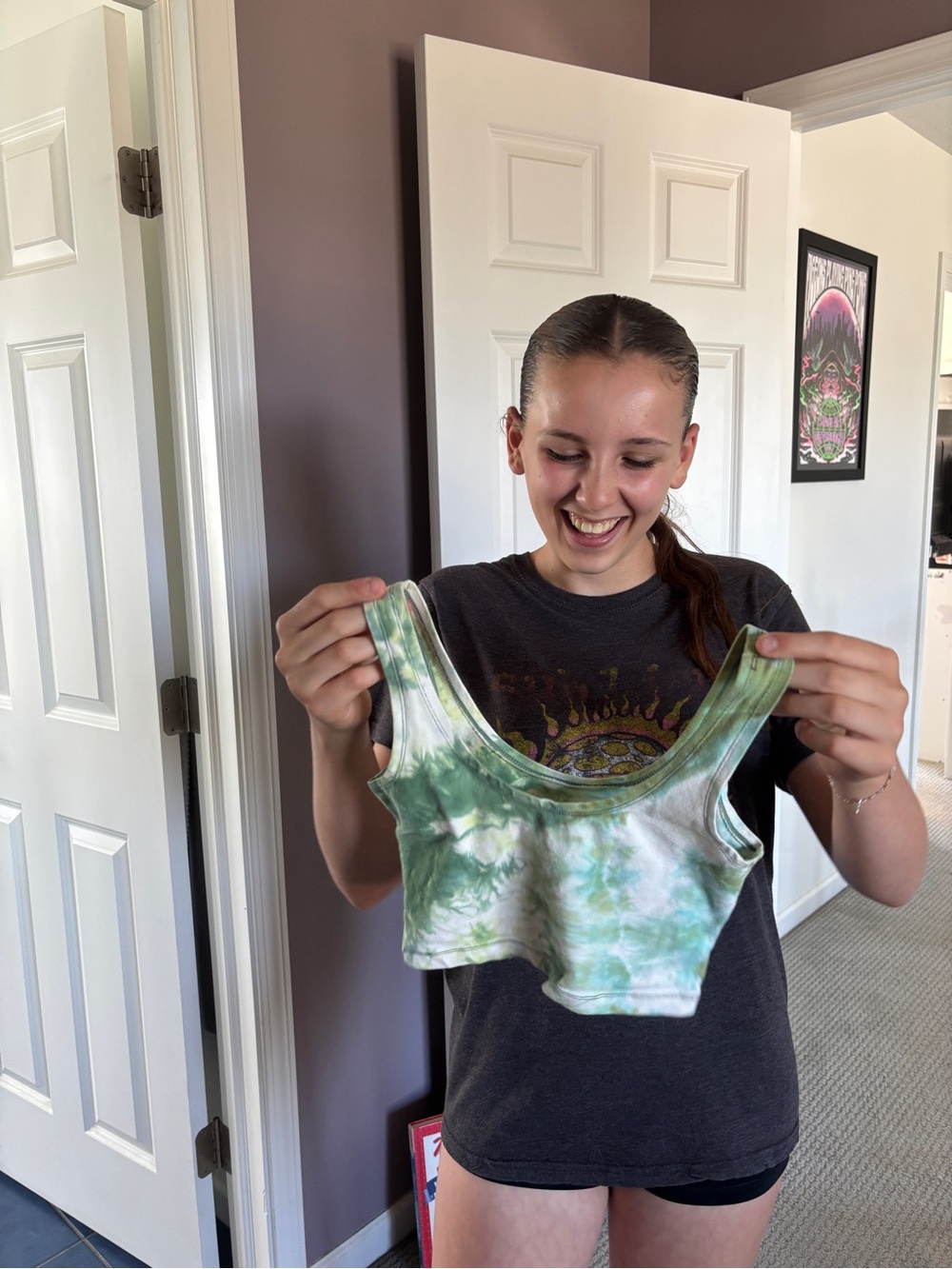 Tie-Dye Green Scoop Neck Tank Top